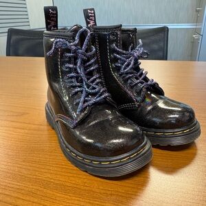 Iridescent rainbow toddler doc martens.